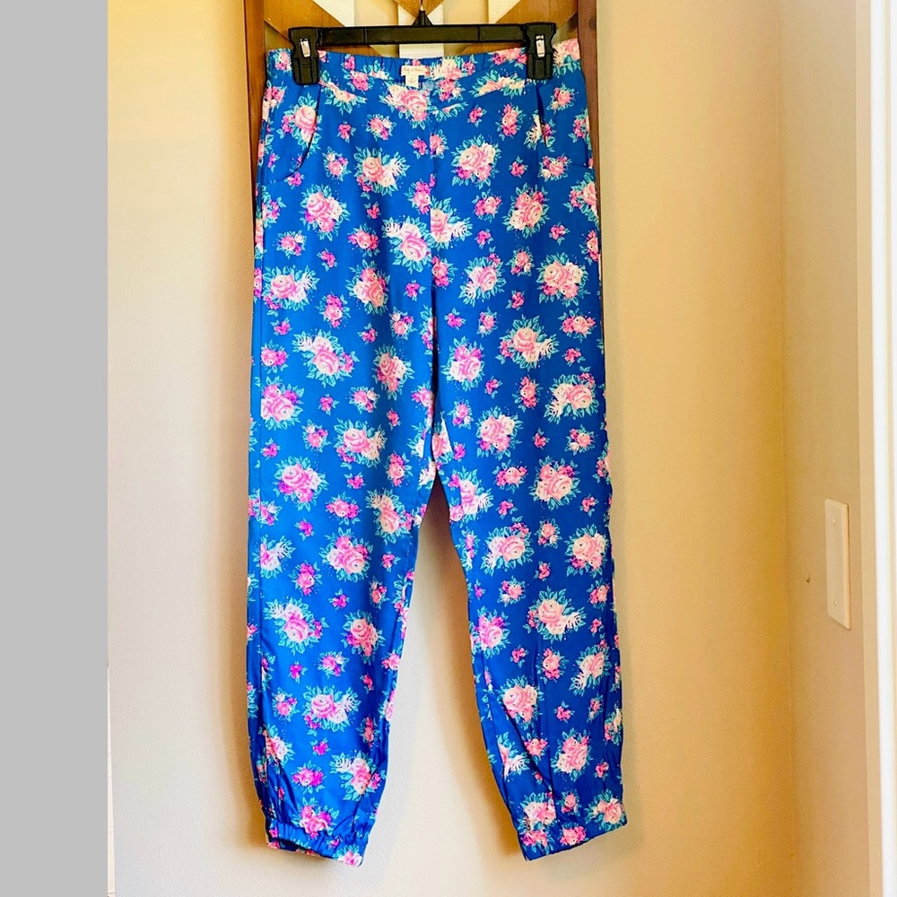 NEW 16 XL XXL Ruby & Bloom Jogger Girls Pants Floral Blue Pink Elastic Waist